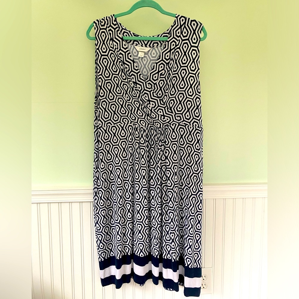 White and navy dress